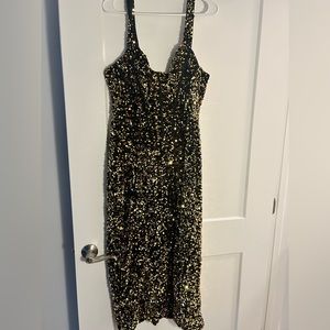 NWT Gold sequined midi length dress size 2x